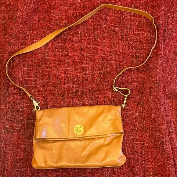 Tory Burch Tan Leather Foldover Bag - Picture 4 of 13